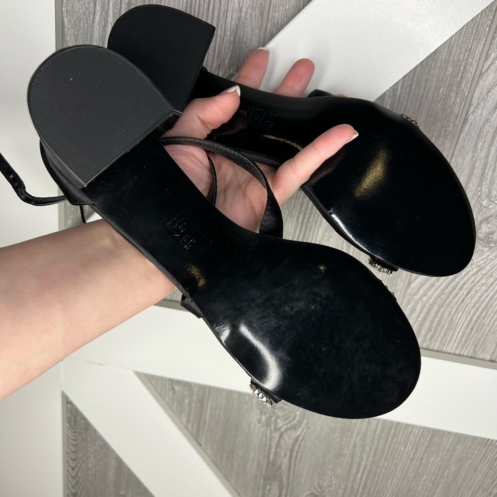 S60. NWT Nina Nora Black Heels Black Luster Satin 10M - Picture 8 of 9